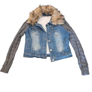 Jean Jacket Removable Faux Fur Collar